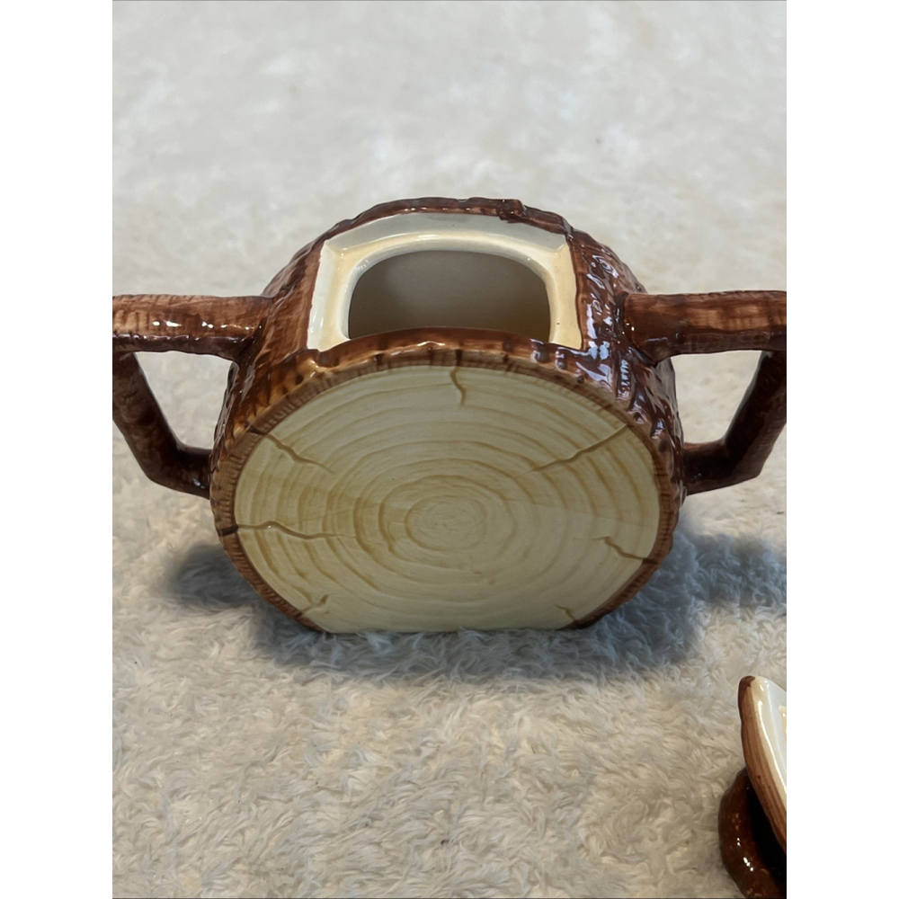 Fitz & Floyd 1993 The Sugar Pine Ceramic Log Cabin Sugar Bowl | Rustic Lodge - Picture 14 of 16